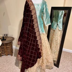 Langa choli with Velvet Shawl